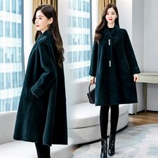 2021秋冬新款潮流时尚中长款貂绒外套，女装毛呢外套，香香