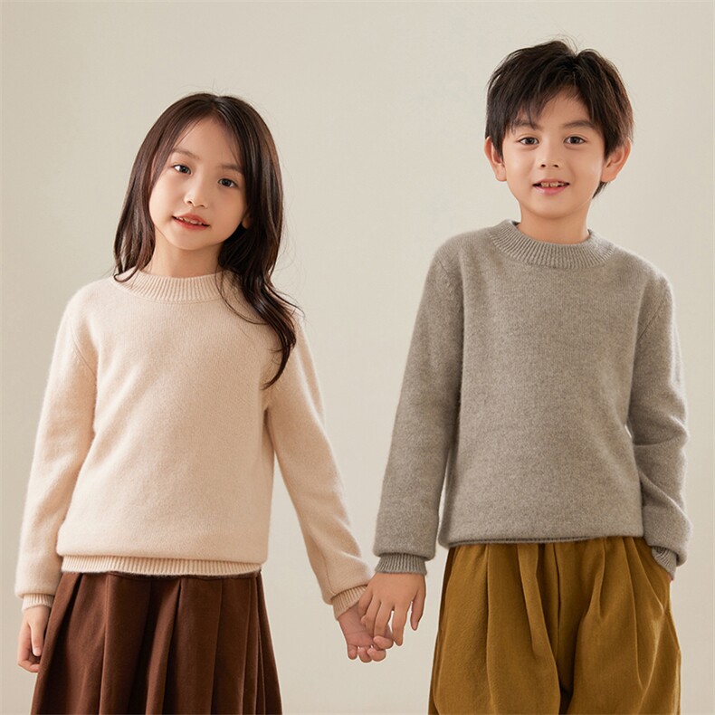 秋冬男女通用罗纹领口时尚百搭衫,童装卫衣/绒衫,贝美羊绒