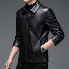 WL-Y605男式2023秋季新款翻领头层牛皮皮衣男P750,男装皮衣,电商B360