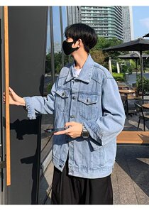 美式复古冬季牛仔夹克男痞帅炸街个性休闲高街情侣百搭飞行员外套图片