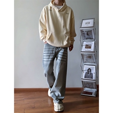 B221美式ins高街暗黑重工艺宽松直筒牛仔裤LK23125-P65控88，男装牛仔裤，电商B221
