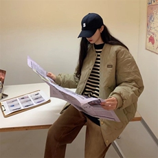 菱形棉服男秋冬新品宽松棒球领棉衣ins韩版潮流外套M8010，男装棉衣，星座516A