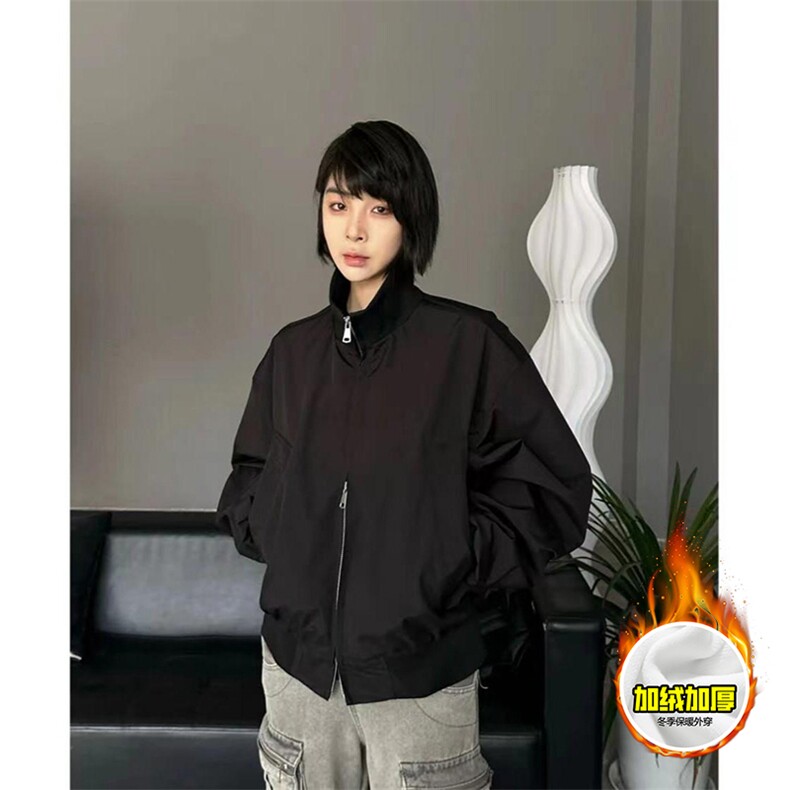 棉衣5W件现货冬季美拉德立领飞行夹克廓形高街棒球服加棉加厚外套,男装夹克,电商A486
