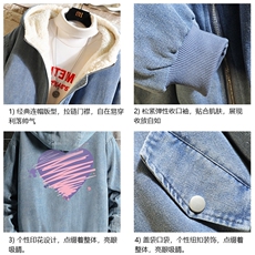 牛仔外套男大码加厚加绒衣男羊羔毛服男NM53283-P140网格，男装棉衣，电商A040A