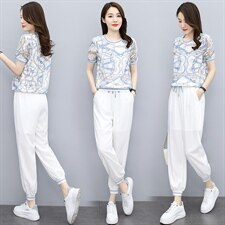 冰丝运动套装女2023新款夏装搭配时尚洋气修闲高端品牌专柜两件套，女装套装/套裙，关键词