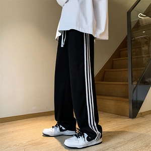 K232-P45控68秋季高品质300克重马卡龙直筒条纹长裤男休闲裤图片