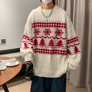 秋冬款男针织衫圆领毛衣圣诞树螺纹拼色外套M602 P45图片