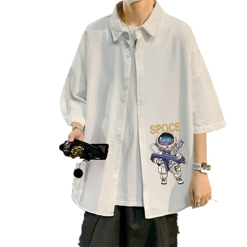 ！夏款港风冰丝衬衣男黑寸衫男白短袖衬衫男DXC285-P30,男装衬衫,电商B371