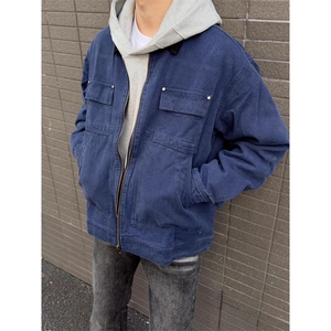 【有货】cleanfit蓝色短款外套男美式复古工装夹克T144CC-特P78图片