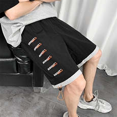 【】A003-HK7109-P40夏装新款时尚字母印花休闲短裤女模，男装休闲裤，电商A003