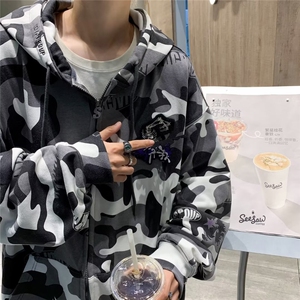 高街卫衣男韩版潮流连帽迷彩痞子帅2023秋冬ins宽松外套WB156-P58图片