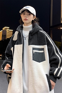 2024冬上新中性加绒加厚棉衣羊羔绒连帽外套男女 991-P110控价158图片