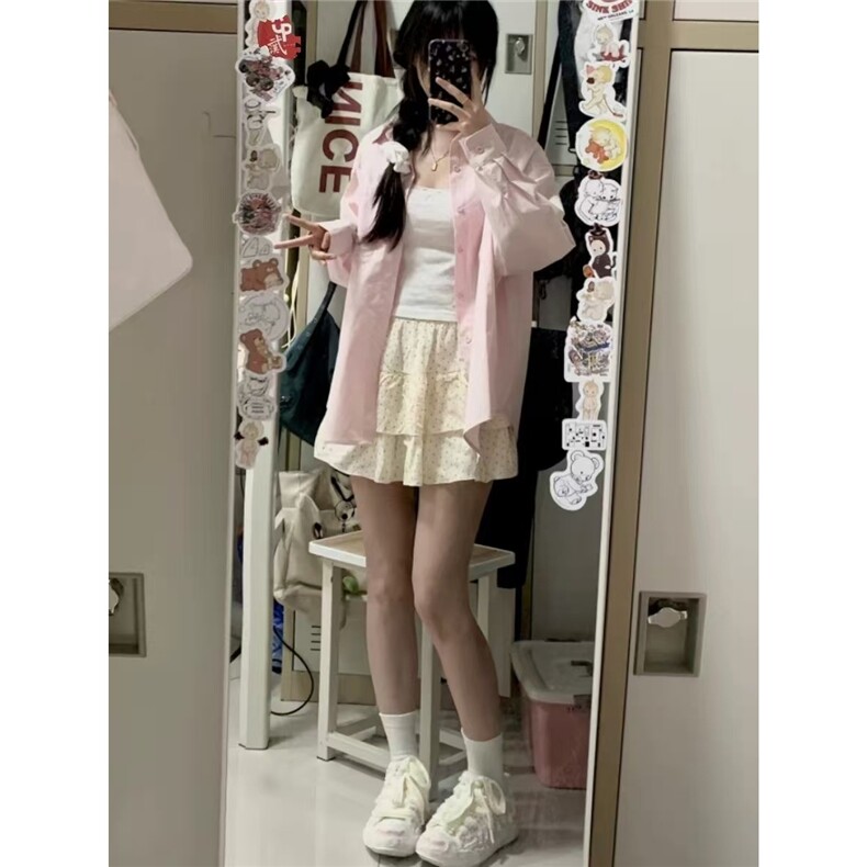 纯棉单衣袋长袖原版质量春夏新款男女纯色衬衫设计感宽松开衫图片