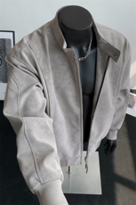 2025秋季新款现货绒感雾花皮衣男立领夹克外套DSA157B-J2550-P85，男装夹克，电商A157B