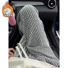 菱形格纹雪尼尔450g重磅银狐绒直筒休闲裤男K5718J加绒-特P40控78，男装卫衣，电商A001-1