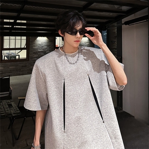 2025新款撞色T恤男美式宽松重磅高密罗口圆领短袖A210A-TX28-P30，男装T恤，电商A210A