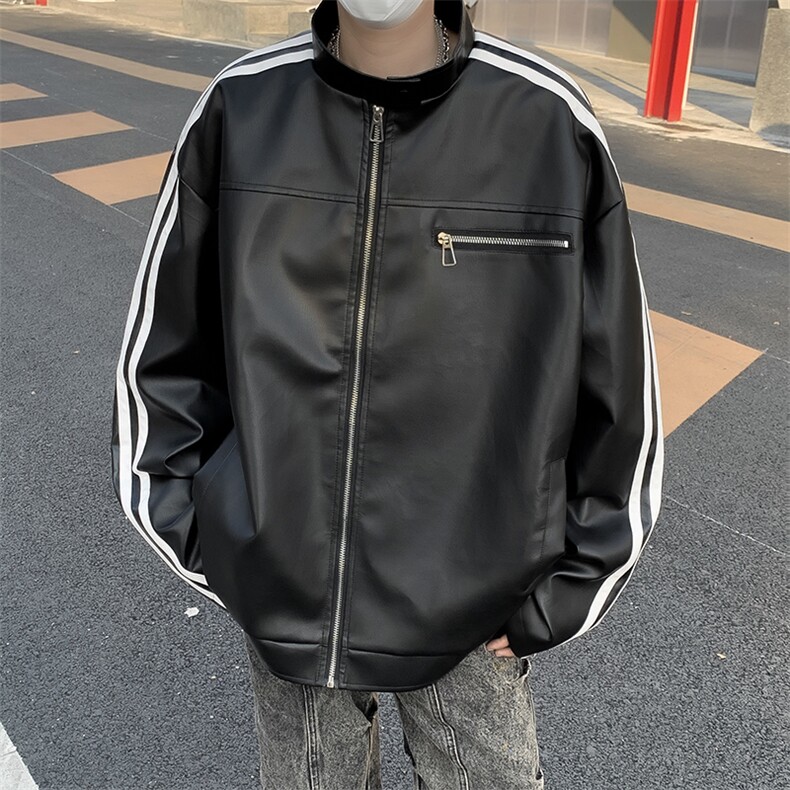 秋冬修身立领皮衣休闲机车夹克外套潮男网红情侣时尚防风上衣,男装皮衣,星座410-6（原星座1304-1）