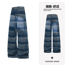 B221美式ins高街暗黑个性重工艺直筒牛仔裤LK26645-特P46控78，男装牛仔裤，电商B221