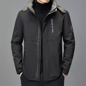 CB0007冬季男士派克服可脱卸兔毛内胆连帽中长款风衣P350，男装夹克，电商B360