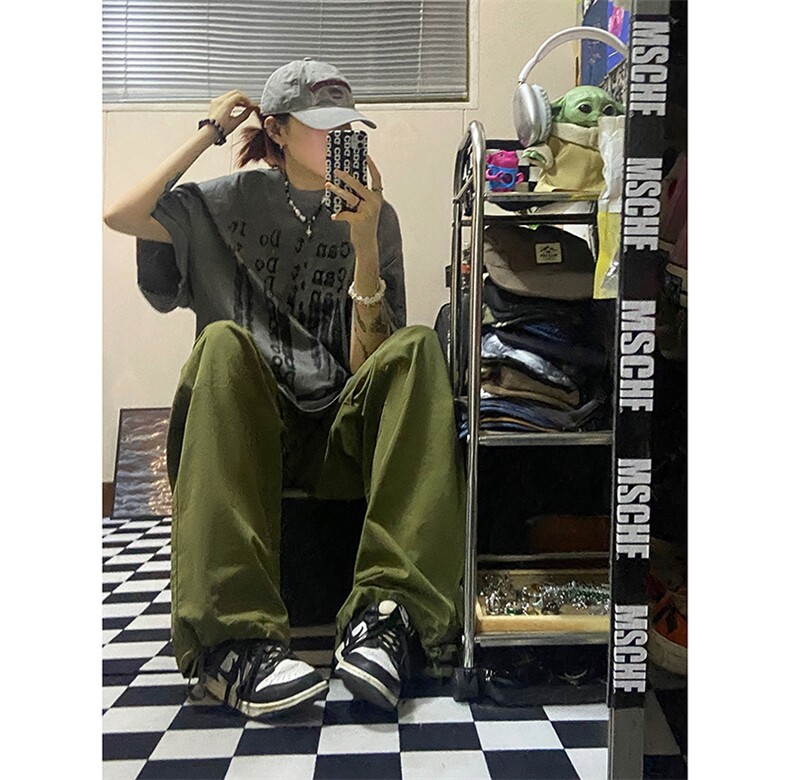 B221美式ins街头hiphop宽松工装休闲裤子LK23122-P65控88,男装休闲裤,电商B221