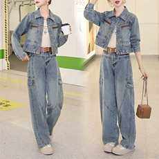 牛仔外套女洋气减龄显瘦春秋装2025新款轻熟风时尚气质两件套套装，女装套装/套裙，潮流依族