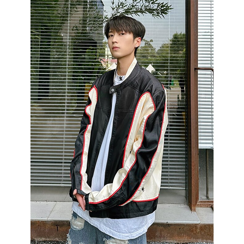 B221美式ins高街暗黑痞帅型男机车服外套上衣SY2306-P90控118,男装夹克,电商B221