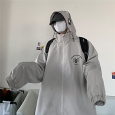 港风秋款宽松高品质连帽防水夹克F55P65控88，男装夹克，电商A247