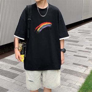 JT55064-P25 假两件短袖t恤男大码胖子半袖体恤半截袖 港风图片