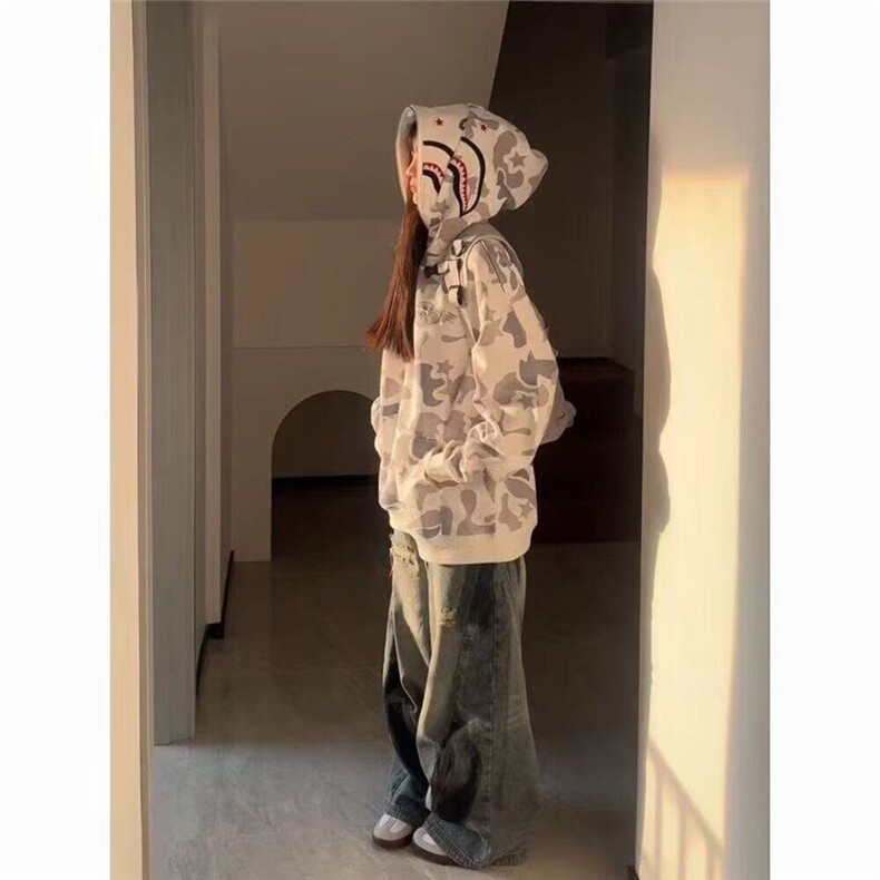 【有货】DY984-P53美式复古鲨鱼头双帽拉链卫衣男春秋季迷彩外套,男装卫衣,星座603-2