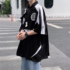 美式高街Polo衫男夏季潮牌赛车T恤设计感小众短袖T恤T1327-P34，男装Polo衫，星座512-2