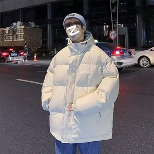 港风羽绒棉服男生冬季加厚保暖面包服简约风潮牌宽松大码棉衣外套图片