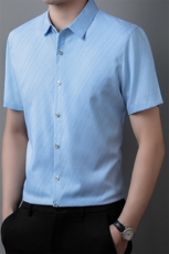 男式2023年夏季新款百搭衬衫男短袖商务休闲衬衣男装，男装衬衫，电商B360