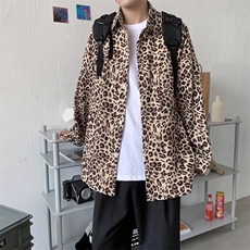 暗黑系豹纹衬衫男韩版潮流设计感上衣春夏季宽松痞帅衬衣C173/P32，男装衬衫，星座506