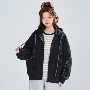 宽松休闲明线连帽开衫女春秋潮流百搭设计感外套XZ309 JK8007 P72图片