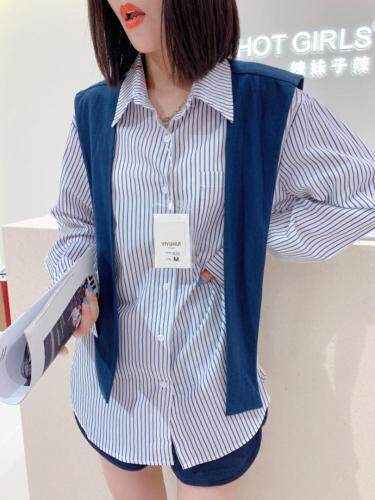条纹衬衫，女装衬衫，辣妹子辣