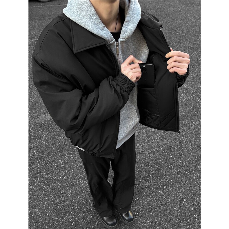 藏青色棉服男款冬季加棉行政夹克年轻人公务员短款飞行员夹棉外套,男装夹克,电商A233-1