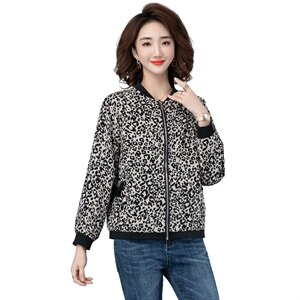 2021春季新款时尚豹纹印花棒球服外套图片