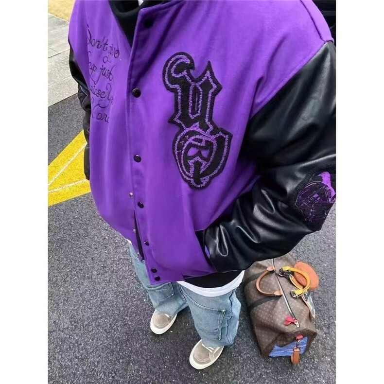 美式街头老鹰印花撞色夹克男春秋新款复古潮嘻哈棒球服外套,男装夹克,星座1210-1