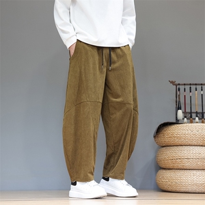 秋冬休闲裤男风纯色宽松裤子潮流大码阔腿灯笼哈伦裤AK41P50图片