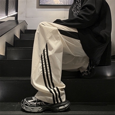 秋季新款条纹拼接字母绣花防水冲锋休闲裤XZ604-KG93-特P40控78，男装休闲裤，星座604