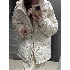 F1029-P128碎花两面穿设计感加厚羽绒服新款时尚高级感超好看棉服，女装短外套，星座617A-2