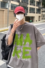 B239-1231-P28胶带字母创意印花夏季重磅落肩袖短袖t恤港风，男装T恤，星座514-2(原B239)