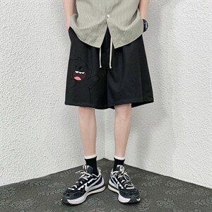 HD74131-P22 华夫格短裤男大码宽松五分裤男直筒中裤图片