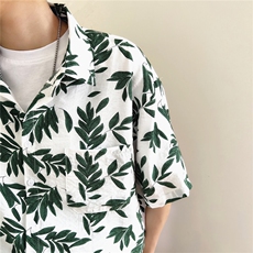 现货百搭休闲碎花衬衫沙滩风夏季短袖衬衣男，男装衬衫，星座510-1