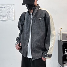 美式复古扎染皮衣外套男秋冬季新款pu皮潮牌痞帅皮夹克，男装夹克，星座410-6（原星座1304-1）