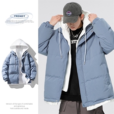 2025冬季新款连帽假两件棉衣男女大码棉服潮XZ102A-4-22091-P95，男装棉衣，星座211-2