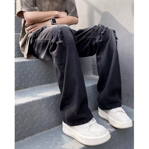 水洗破洞牛仔裤男夏季美式高街时尚裤子痞帅潮牌休闲长裤KU08/P45图片