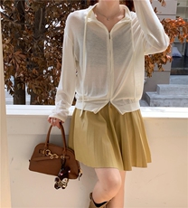 新款简约百搭长袖针织开衫女宽松休闲外套，女装针织衫/毛衣，伟祺羊绒