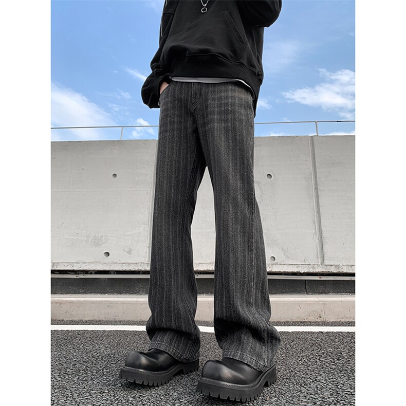 B221美式ins高街暗黑提花修身微喇牛仔裤LK24167-P60控78,男装牛仔裤,电商B221