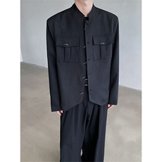 新中式金属扣立领夹克外套男高级感宽松短款小西装JK4428P118，男装夹克，星座512-1（原513-3）